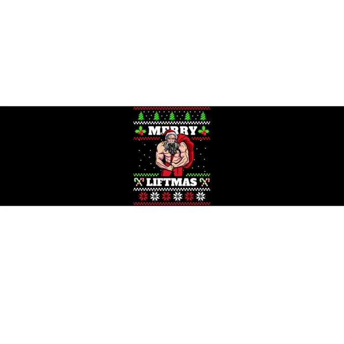 Merry Liftmas Funny Lifting Weights Jacked Santa Claus Ugly Christmas Bumper Sticker