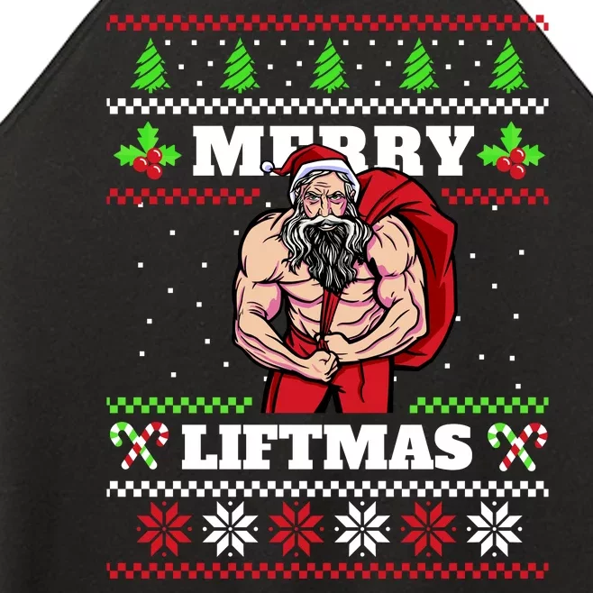 Merry Liftmas Funny Lifting Weights Jacked Santa Claus Ugly Christmas Women’s Perfect Tri Rocker Tank