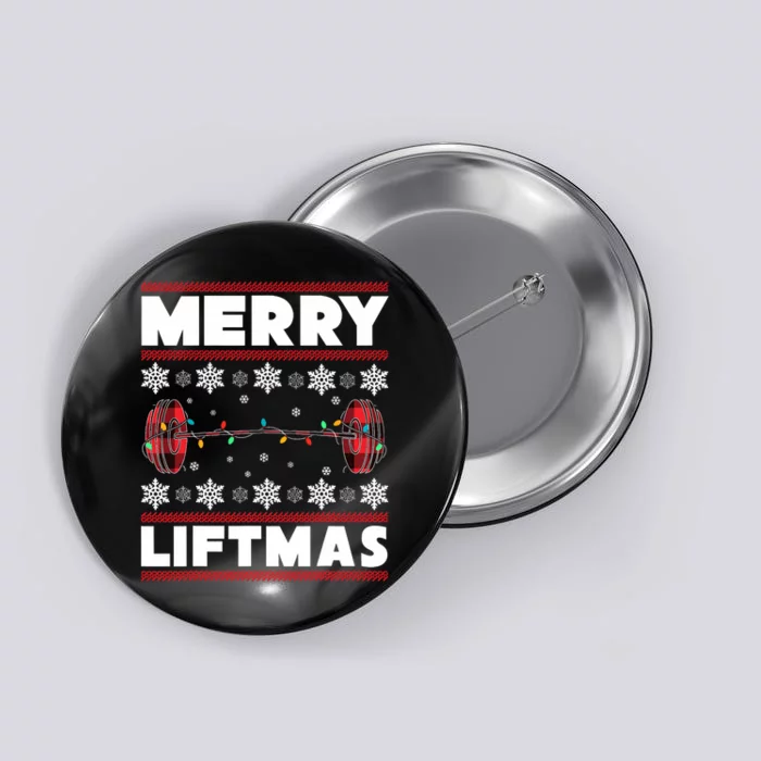 Merry Liftmas Funny Christmas Gym Workout Fitness Gift Button