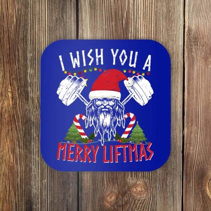 Merry Liftmas Funny Lifting Xmas Santa Funny Gift Coaster