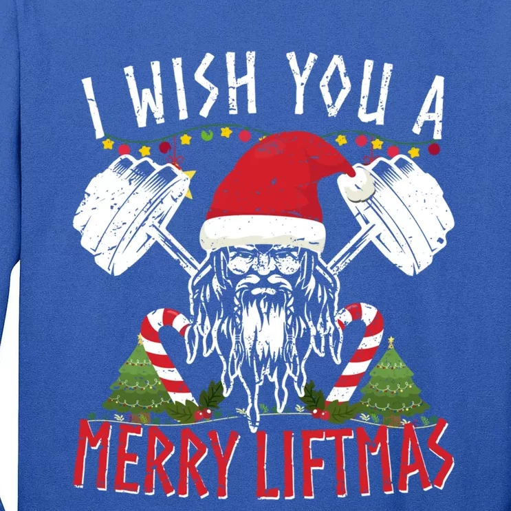 Merry Liftmas Funny Lifting Xmas Santa Funny Gift Tall Long Sleeve T-Shirt