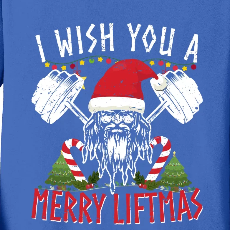 Merry Liftmas Funny Lifting Xmas Santa Funny Gift Kids Long Sleeve Shirt