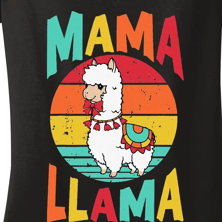 Mama Llama Funny Mother's Day Mom Birthday Women's V-Neck T-Shirt