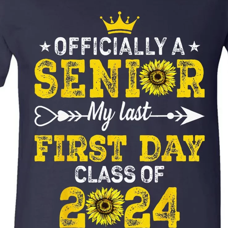 My Last First Day Senior Back To School 2024 Class Of 2024 Gift V-Neck T-Shirt