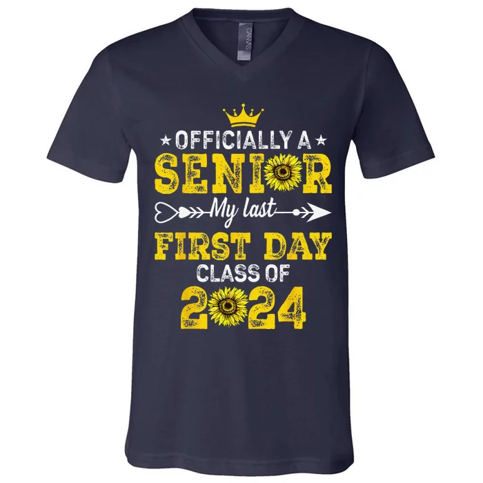 My Last First Day Senior Back To School 2024 Class Of 2024 Gift V-Neck T-Shirt