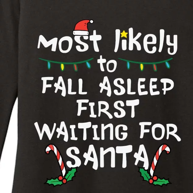 Most Likely Fall Asleep Santa Christmas Xmas Family Matching Womens CVC Long Sleeve Shirt