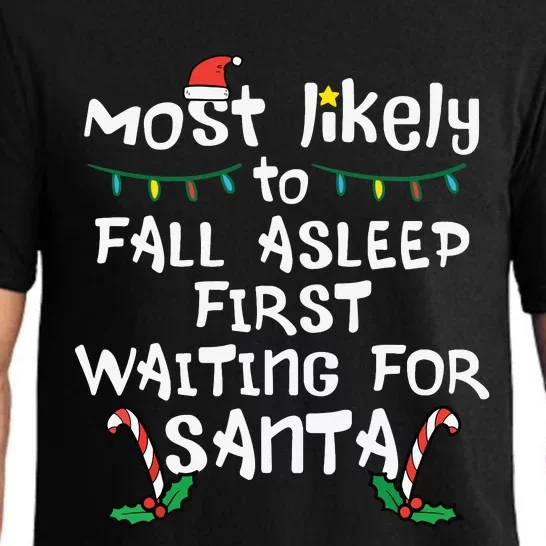 Most Likely Fall Asleep Santa Christmas Xmas Family Matching Pajama Set