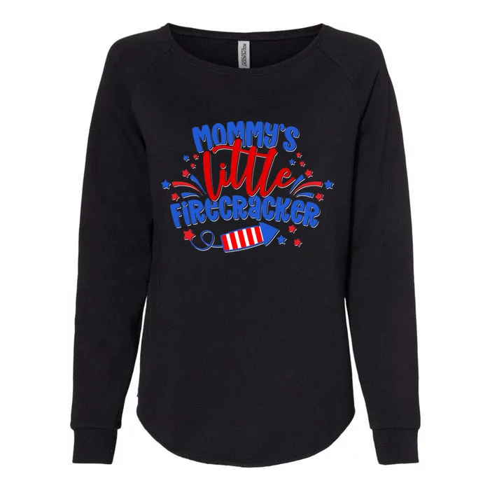 Mommys Little Firecracker 4th Of July American Mom Usa Flag Gift Womens California Wash Sweatshirt