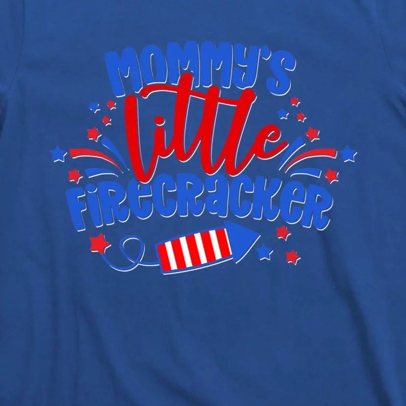 Mommys Little Firecracker 4th Of July American Mom Usa Flag Gift T-Shirt