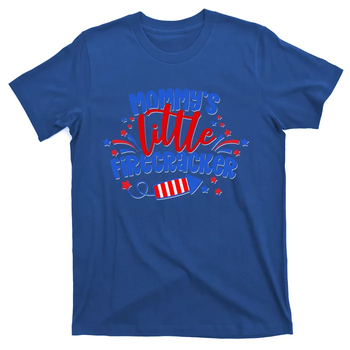 Mommys Little Firecracker 4th Of July American Mom Usa Flag Gift T-Shirt