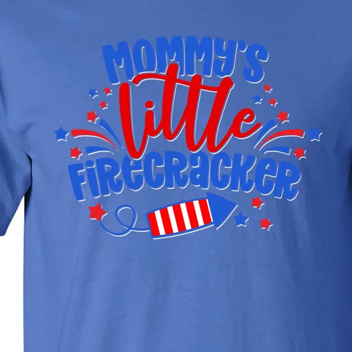 Mommys Little Firecracker 4th Of July American Mom Usa Flag Gift Tall T-Shirt