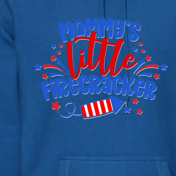 Mommys Little Firecracker 4th Of July American Mom Usa Flag Gift Premium Hoodie