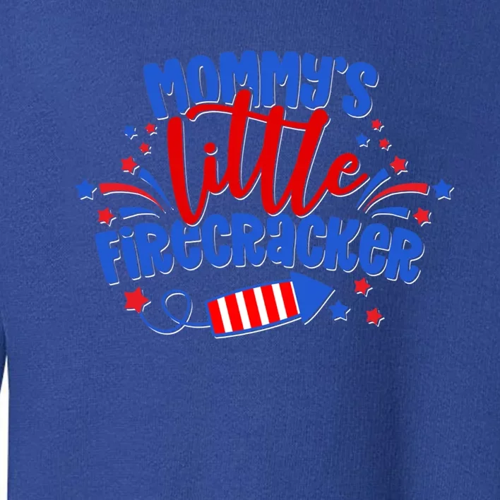 Mommys Little Firecracker 4th Of July American Mom Usa Flag Gift Toddler Sweatshirt