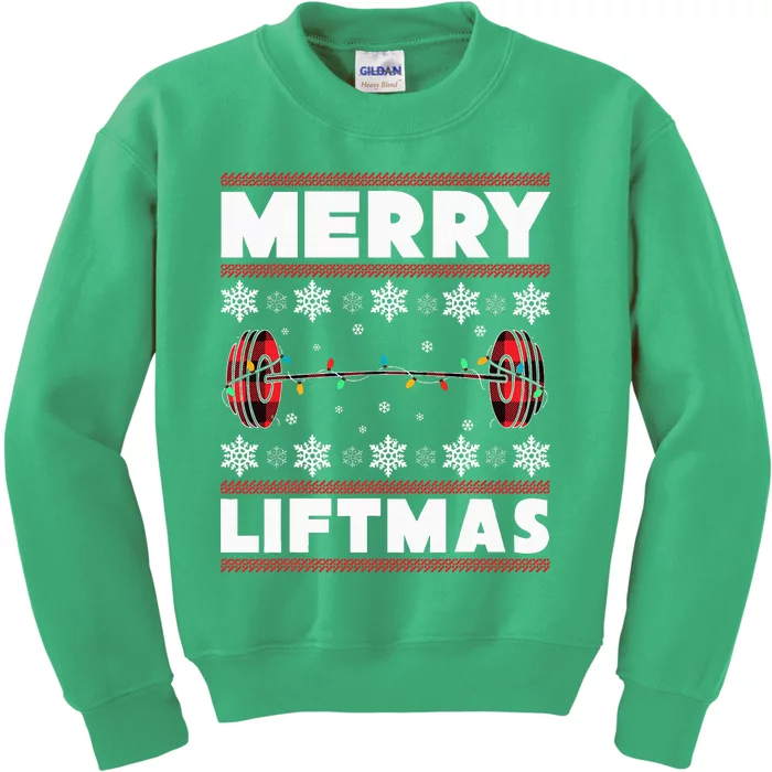 Merry Liftmas Funny Christmas Gym Workout Fitness Gift Kids Sweatshirt