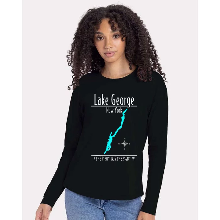 Modern Lake George New York Womens Cotton Relaxed Long Sleeve T-Shirt