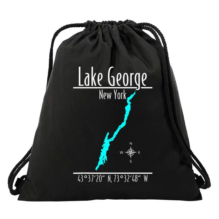 Modern Lake George New York Drawstring Bag