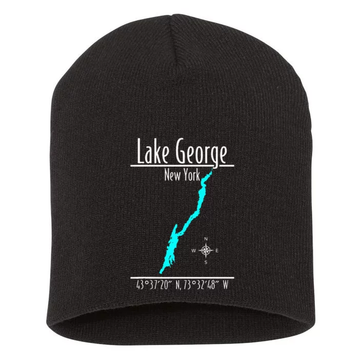 Modern Lake George New York Short Acrylic Beanie