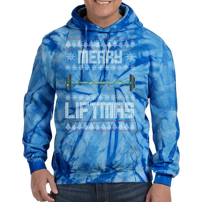 Merry Liftmas Gym Equipt Holiday Gift Ugly Christmas Great Gift Tie Dye Hoodie