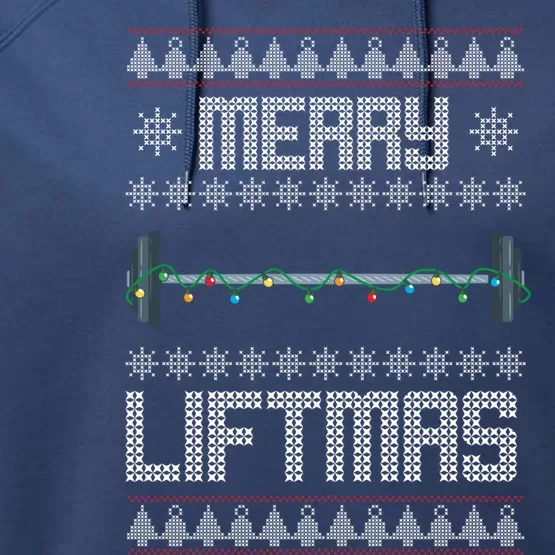 Merry Liftmas Gym Equipt Holiday Gift Ugly Christmas Great Gift Performance Fleece Hoodie