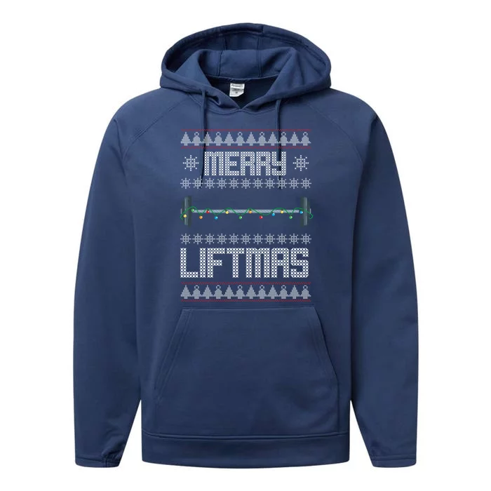 Merry Liftmas Gym Equipt Holiday Gift Ugly Christmas Great Gift Performance Fleece Hoodie