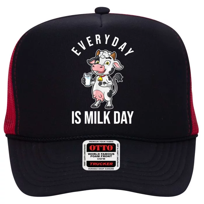 Milk Lover Gift Funny Gift Milkshake Gift High Crown Mesh Trucker Hat