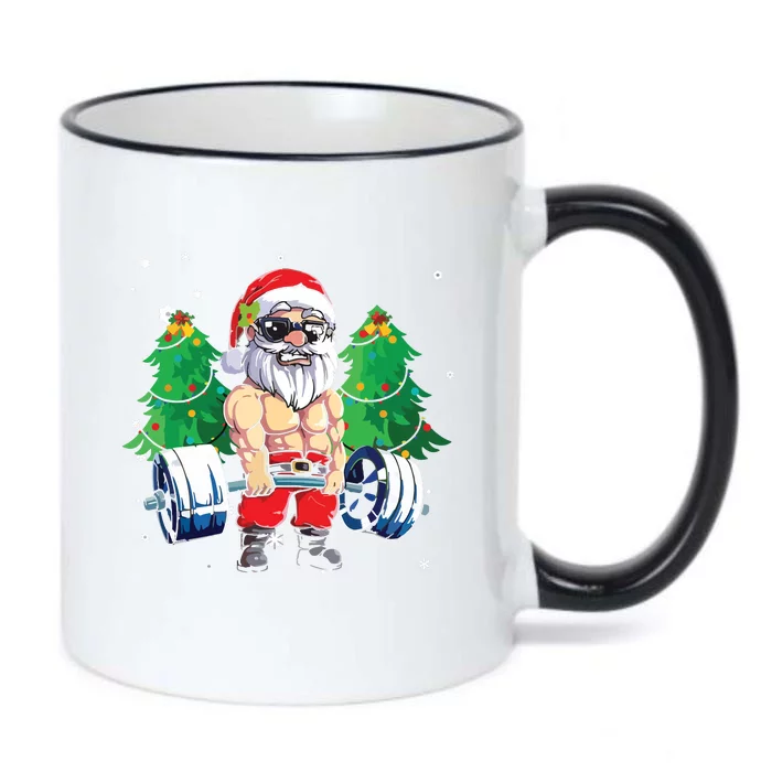 Merry Liftmas Gym Workout Santa Xmas Tree Ugly Christmas Black Color Changing Mug