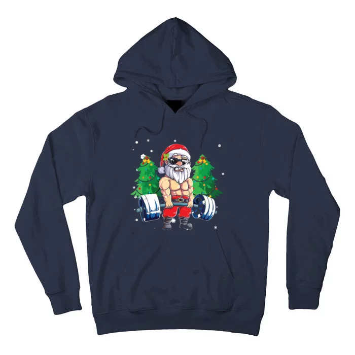 Merry Liftmas Gym Workout Santa Xmas Tree Ugly Christmas Tall Hoodie