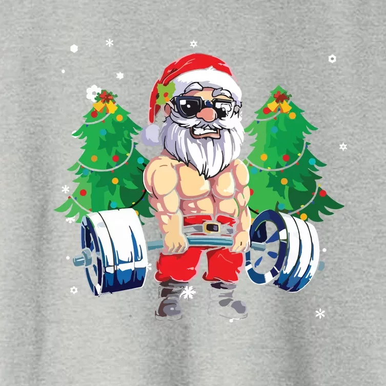 Merry Liftmas Gym Workout Santa Xmas Tree Ugly Christmas Women's Crop Top Tee