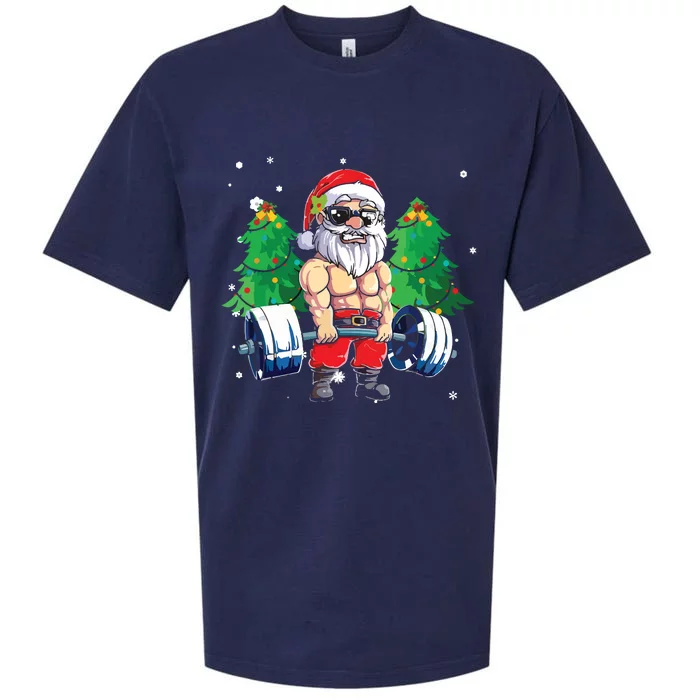 Merry Liftmas Gym Workout Santa Xmas Tree Ugly Christmas Sueded Cloud Jersey T-Shirt