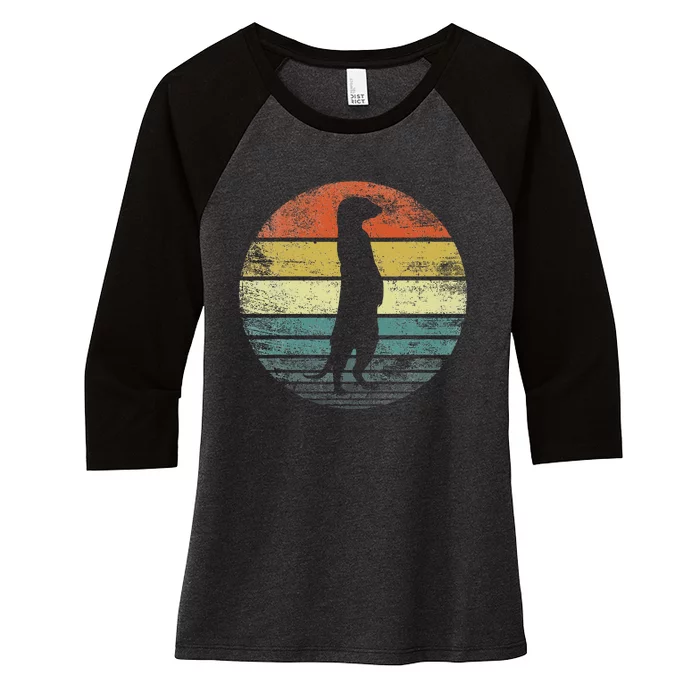 Meerkat Lover Gift Funny Retro Vintage Zoo Animal Silhouette Women's Tri-Blend 3/4-Sleeve Raglan Shirt