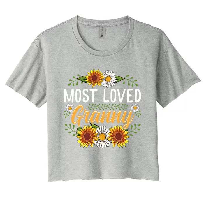 Most Loved Granny Sunflower Cute Mothers Day Funny Gift Women's Crop Top Tee