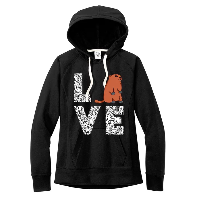 Marmot Love Groundhog Woodchuck Rodent Animal Women's Fleece Hoodie