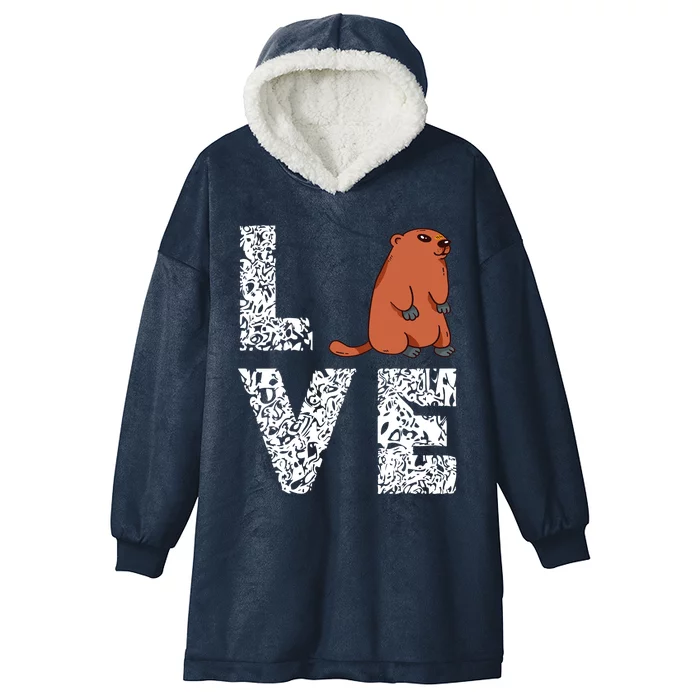 Marmot Love Groundhog Woodchuck Rodent Animal Hooded Wearable Blanket