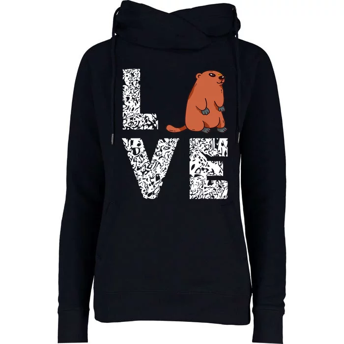 Marmot Love Groundhog Woodchuck Rodent Animal Womens Funnel Neck Pullover Hood