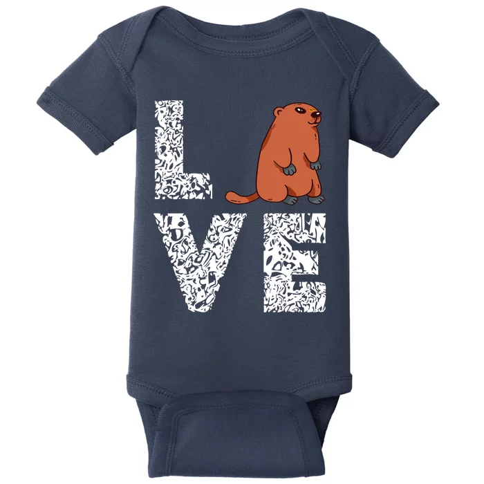 Marmot Love Groundhog Woodchuck Rodent Animal Baby Bodysuit