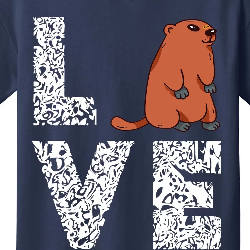 Marmot Love Groundhog Woodchuck Rodent Animal Kids T-Shirt