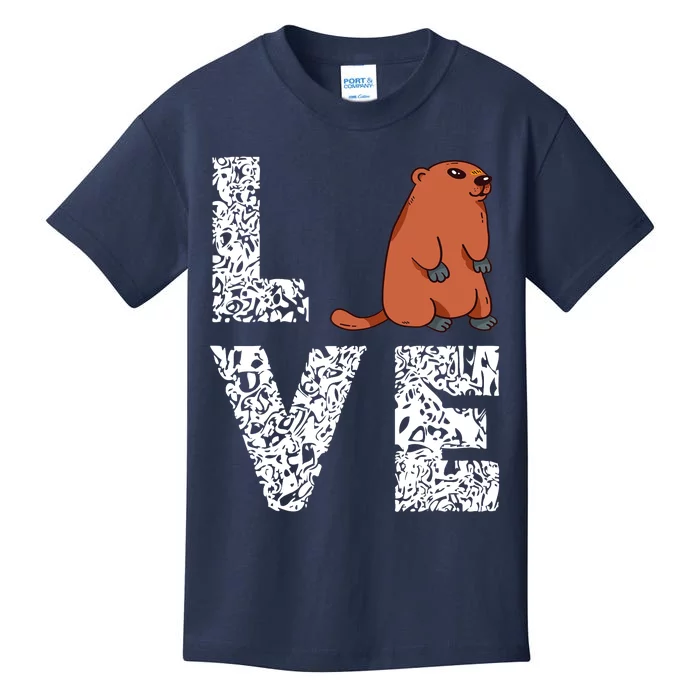 Marmot Love Groundhog Woodchuck Rodent Animal Kids T-Shirt