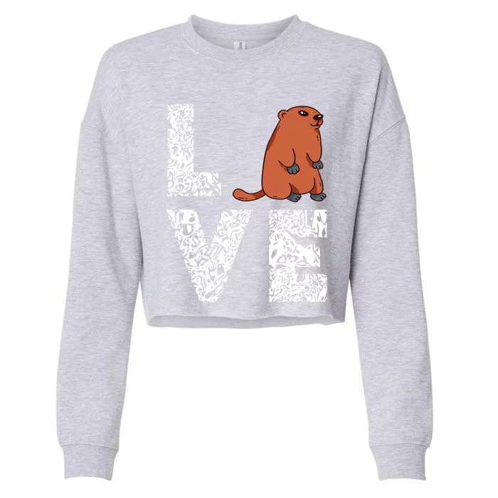 Marmot Love Groundhog Woodchuck Rodent Animal Cropped Pullover Crew