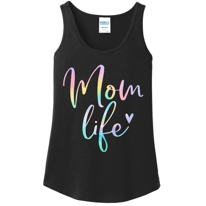 Mom Life Gifts For Mom Life Heart Mama Tie Dye Ladies Essential Tank