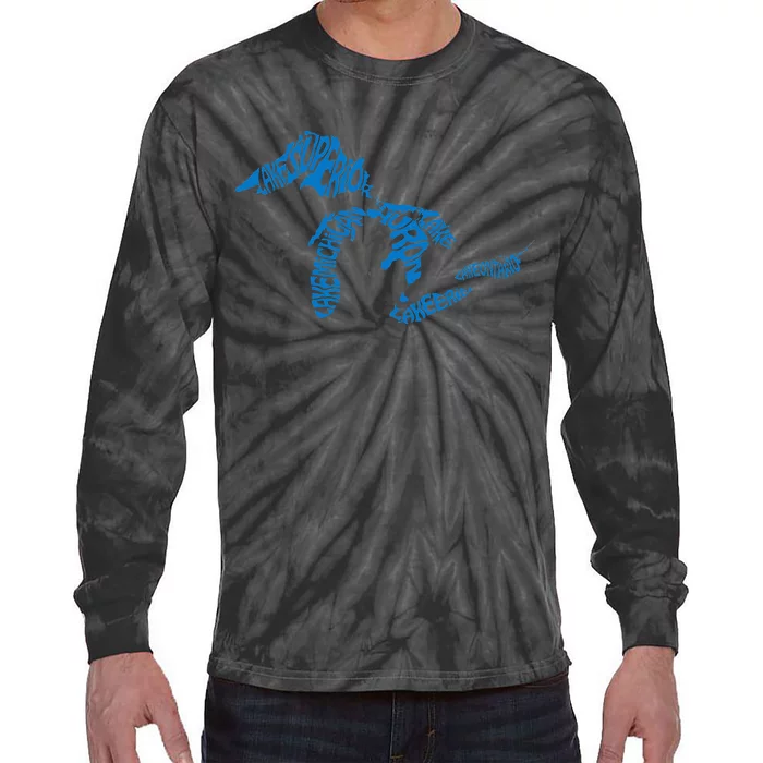 Michigan Love Great Lakes Tie-Dye Long Sleeve Shirt