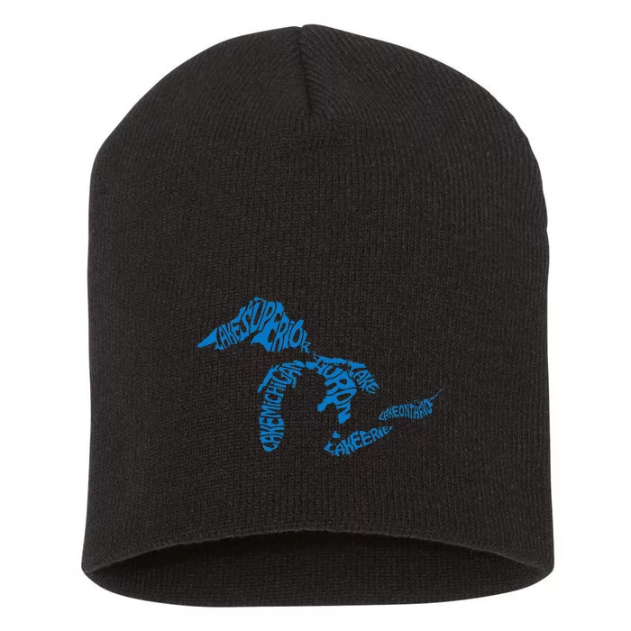 Michigan Love Great Lakes Short Acrylic Beanie