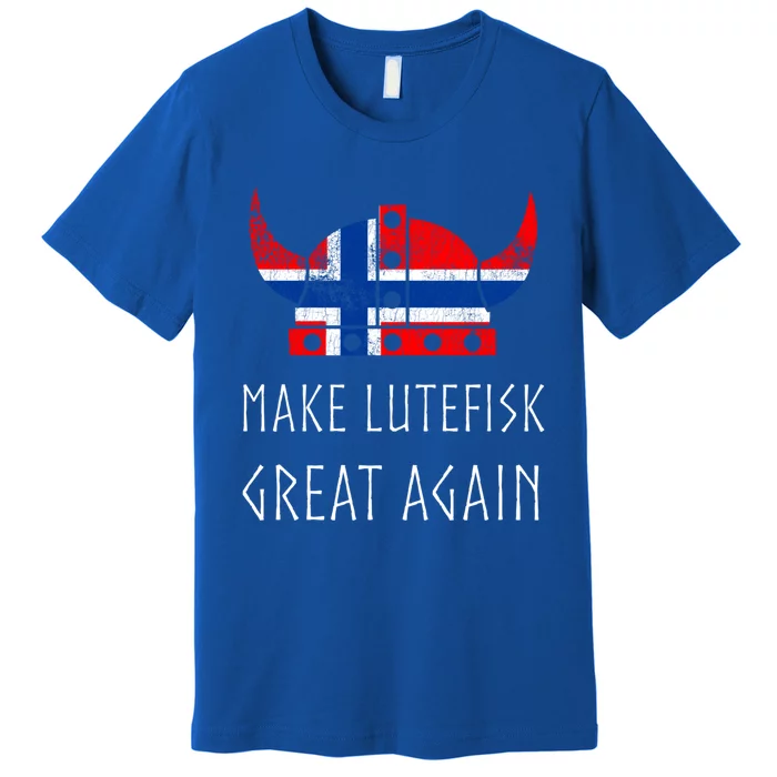 Make Lutefisk Great Again Viking Norwegian Flag Funny Cute Gift Premium T-Shirt