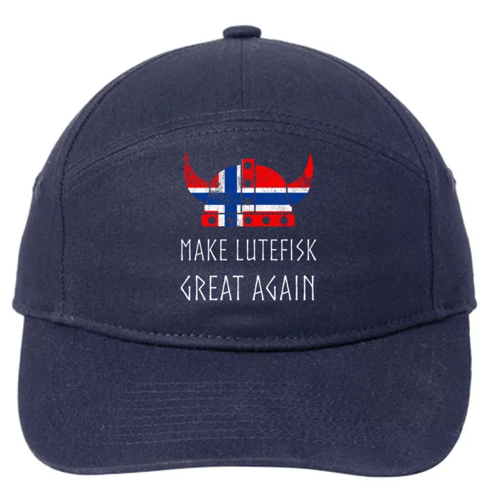 Make Lutefisk Great Again Viking Norwegian Flag Funny Cute Gift 7-Panel Snapback Hat