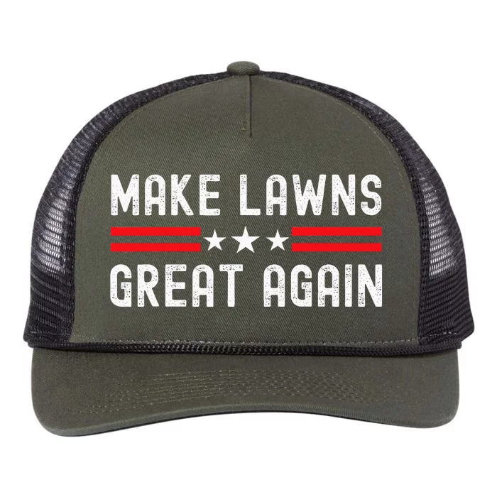 Make Lawns Great Again Funny Lawn Mower Dad Gardener Retro Rope Trucker Hat Cap