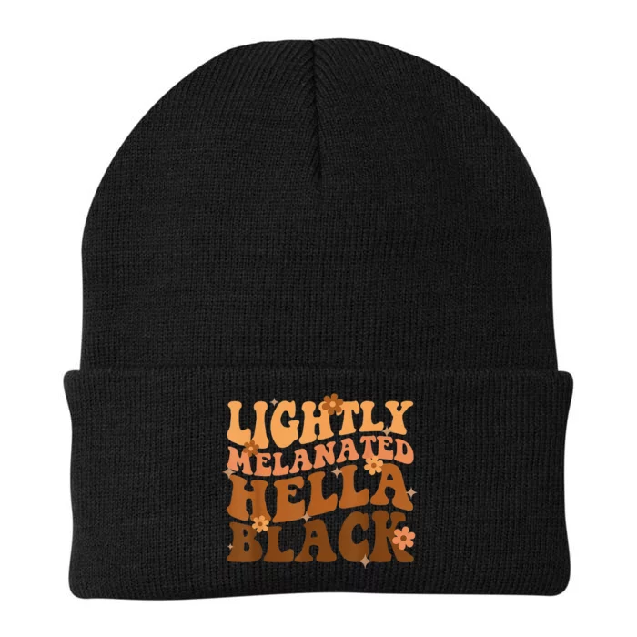 Melanated Lightly Hella Black History Month Groovy Knit Cap Winter Beanie