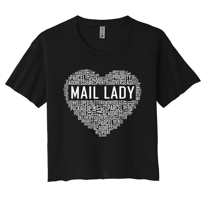 Mail Lady Heart Postal Office Worker Woman Women's Crop Top Tee