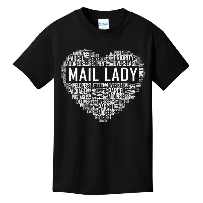 Mail Lady Heart Postal Office Worker Woman Kids T-Shirt