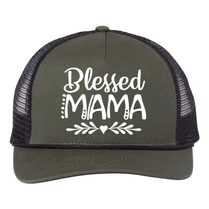 Mom Life Heart Graphic Blessed Mama Meaningful Gift Retro Rope Trucker Hat Cap