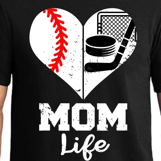 Mom Life Heart Funny Baseball Hockey Mom Pajama Set