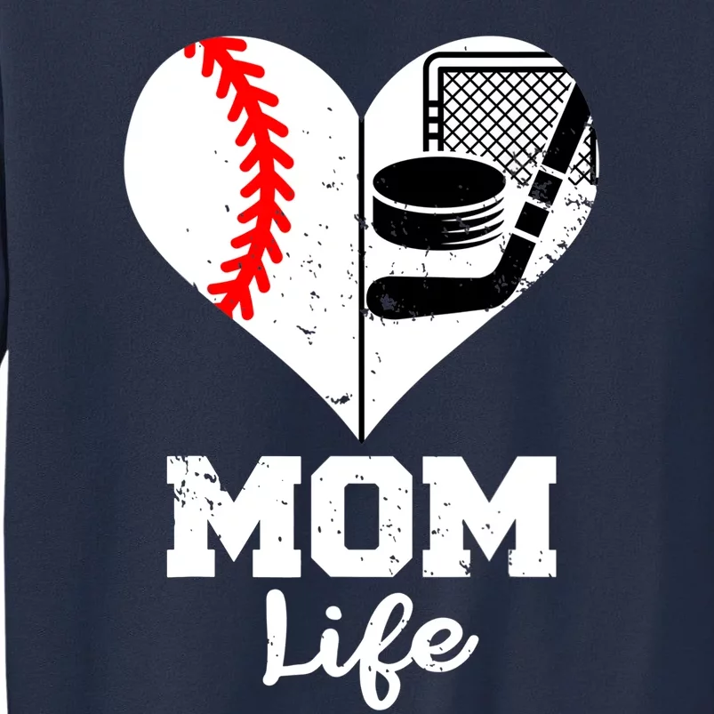 Mom Life Heart Funny Baseball Hockey Mom Sweatshirt